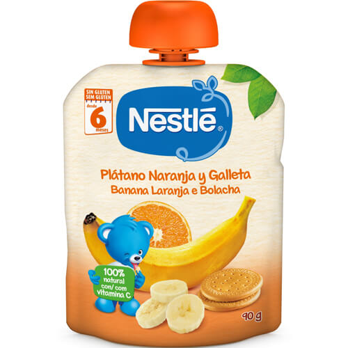 NESTLÉ Bolsita Plátano, Naranja y Galleta 90g