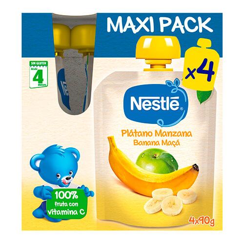 NESTLÉ Bolsita Plátano y Manzana 4x90g