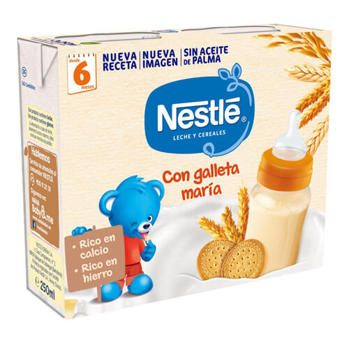 NESTLÉ Leche y Cereales 8 Cereales con Galleta María 2x250ml